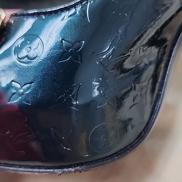 Authentic Louis Vuitton Green Vernis & Gold Peep Toe Pumps Heels shoes SZ 36 - Picture 6 of 9